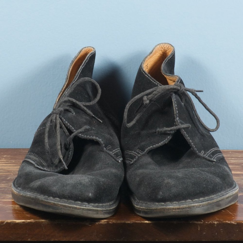 🇬🇧 Loake UK8 Sahara Desert Boot Black Suede Leather Plain Toe Chukka